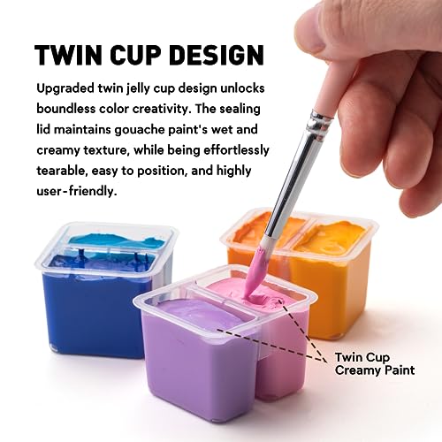 HIMI Twin Cup Jelly Gouache Paint Set, 48 Colors 12g, Jelly Cup Design, Non Toxic Paint for Canvas and Paper, Art Supplies for Professionals (Green HIMI