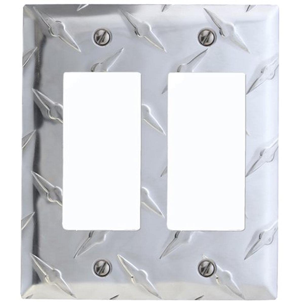 Amerelle Diamond Plate Double Rocker Stamped Aluminum Wallplate - WoodArtSupply