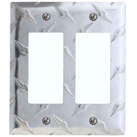Amerelle Diamond Plate Double Rocker Stamped Aluminum Wallplate AMERELLE