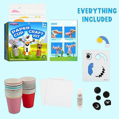 Labeol Arts and Crafts for Kids Ages 4-8, 18 Pack Make Your Own DIY Animal Paper Cup Craft Kits,Fun Crafts Kit for 4 5 6 7 8 Year Old Boys Girls