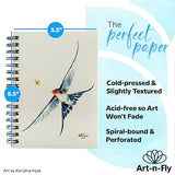 Art-n-Fly 5.5 x 8.5 in Watercolor Sketchpad Mini Book - 2 Pack x 35 Sheets Each- Spiral Bound and Microperforated - 300gsm / 140lb 8.5x5.5' Art-n-Fly