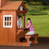 Backyard Discovery Shenandoah All Cedar Wooden Playset Swing Set with 2 Belt Swings, Trapeze Bar, 10 ft Wave Slide, Covered Upper and Lower Backyard Discovery