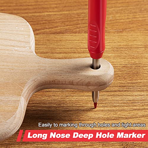 Enhon Mechanical Carpenter Pencils Set with Marker Refills and Carbide Scriber Tool, Solid Deep Hole Woodworking Pencils Marker Marking Tools with Enhon