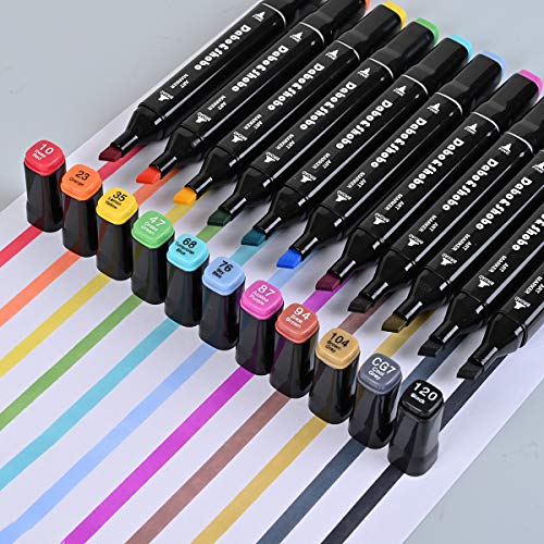 Dabo&Shobo 96 Color Alcohol Marker Pens， Bright Permanent ，for Coloring Art  Markers for Kids, Adults Coloring Book, ， Wide Chisel and Thin Head