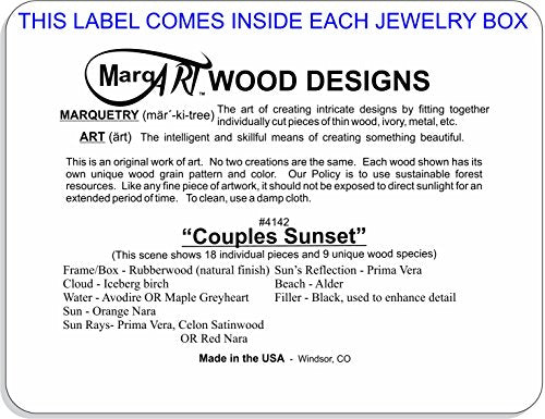 MarqArt Wood Art Sunset Box-Handmade USA -Unmatched Quality -Unique, No Two are the Same -Original Work of Wood Art. A Couples Gift, Ring, Trinket or