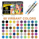 Oficrafted 60 Colors Dual Tip Acrylic Paint Pens Markers, Premium Acrylic Paint Markers with Brush and Fine Tip, Acrylic Paint Pens for Rock Oficrafted