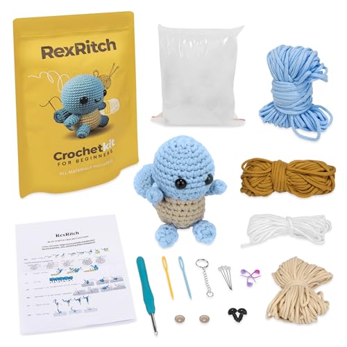 Crochet Kit for Beginners - Turtle Crochet Animal Kit with Step-by-Step Guide, Full Crochet Accessories and Supplies. Beginner Crochet Kit For Adults RexRitch