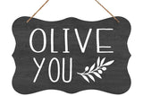 Wall Decor Wood Sign Olive You Sign Wood Handmade Kitchen Decor I Love You Wooden Hanging Sign Plaque Rustic Wall Art Decoration 12 X 8 Inch Estiyond