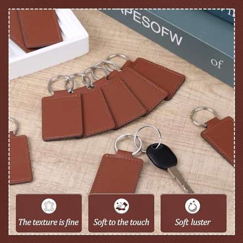 30 Pcs Leather Key Fob Kit for DIY Craft, PU Leather Key Fobs Blanks with  Rivets