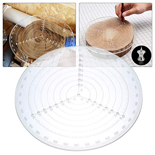 VISLONE Round Center Finder Compass Clear Acrylic Lathe Centering Tool Circle Gauge for Drawing Circles Wood Turning Lathe Work Tool Circles Diameter
