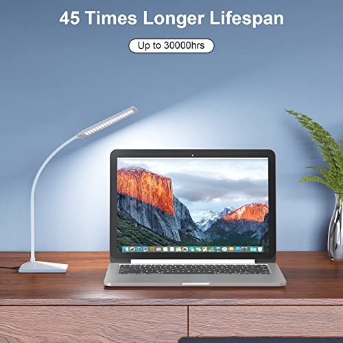 MONGERY LED Desk Lamp, Eye-Caring Table Lamps with USB Charging Port,7 Brightness Levels & 5 Color Modes,Touch Control and Memory Function,7W - WoodArtSupply