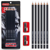 PANDAFLY Eraser Pencil Set - 6pc Eraser Pencils and 2pc Sharpener, Erasing Small Details or add Highlights for Sketching, Charcoal Drawings. Art PANDAFLY