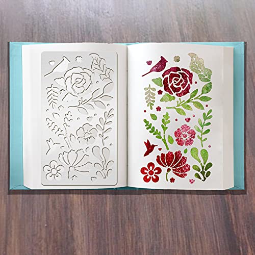 BENECREAT 4PCS 4x7 Inch Flower Grass Pattern Metal Stencils, Nature Theme Butterfly Bird Stencil Template for Wood Carving, Drawings and Woodburning, BENECREAT