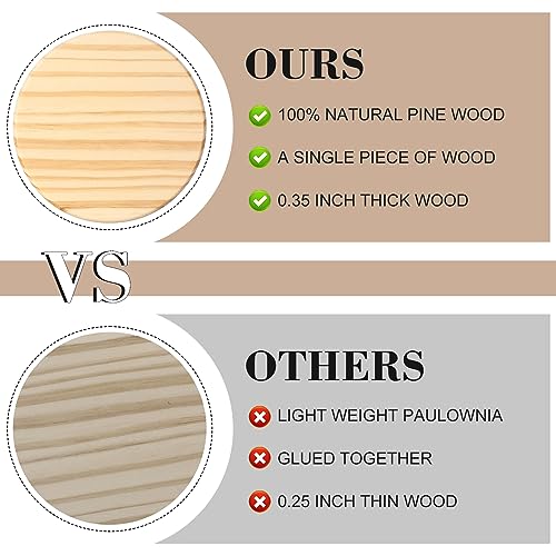 Dandat 72 Pcs Unfinished Wood Coasters 4" Round Wooden Coasters for Crafts Blank Coasters Bulk Thickness Wood Kit for Painting, DIY Coasters, Wood Dandat