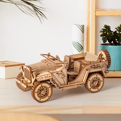 ROKR Model Car Kits Wooden 3D Puzzles Model Building Kits for Adults-Educational Brain Teaser Assembly Model for Adults to Build, Desk Decor/DIY - WoodArtSupply