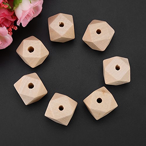 Geometric Wooden Beads 50Pcs Unpainted Faceted Geometric Unfinished Wood Bead Polygons Shape DIY Wooden Spacer for Necklace Bracelet Making DIY - WoodArtSupply