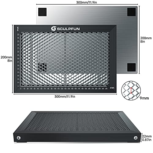 SCULPFUN Laser Cutting Honeycomb Working Table Board for CO2 or Diode Laser Engraver Cutting Machine, for Slight Burnt & Smooth Edge Cutting, Visible - WoodArtSupply