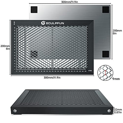 SCULPFUN Laser Cutting Honeycomb Working Table Board for CO2 or Diode Laser Engraver Cutting Machine, for Slight Burnt & Smooth Edge Cutting, Visible - WoodArtSupply