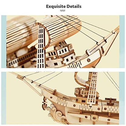 Rolife 3D Wooden Puzzles Model Kit for Adults to Build, Wooden Model Ship Series Sailing Ship Building Model Kit, DIY Crafts - WoodArtSupply