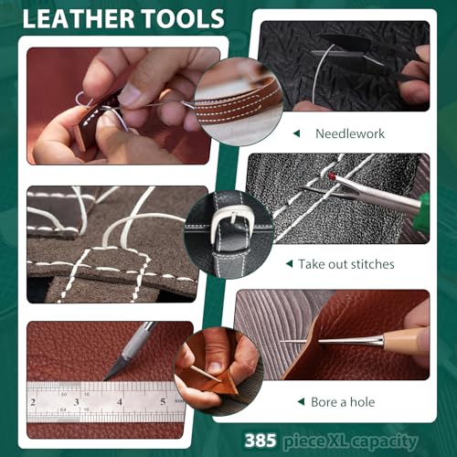 275 pcs Advanced Leather Sewing Tools and Supplies with Carrying Organizer Cutting Mat Stamping Tools Needles Snaps and Rivets Kit Perfect for KINGTOOL