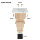 6 Inch Wooden Furniture Legs with Mounting Plates Screws Set of 4 Solid Wood Unfinished European Style Replacement Furniture Feet for Couch Cabinet Aiminjey
