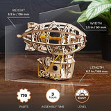 UGEARS Steampunk Airship - Ugears Wooden 3D Puzzles for Adults - Wood Mechanical Model with Moving Parts for Adults to Build - Building Kits Brain UGEARS