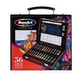 RoseArt Premium 36ct Acrylic Paint Set in Wooden Case -Complete Acrylic Artist Set for Canvas, Wood, Ceramic and Fabrics – Painting Supplies for RoseArt