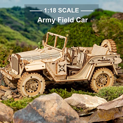 ROKR 3D Wooden Puzzle Army Field Car Model - DIY Mechanical Vehicle Kit for Adults and Kids ROKR