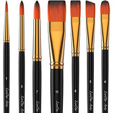 LorDac Arts Paint Brush Set, 7 Artist Brushes for Painting with Acrylic, Gouache, Oil and Watercolor. Professional Art Quality on Canvas, Wood, Face LorDac Arts