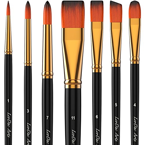 LorDac Arts Paint Brush Set, 7 Artist Brushes for Painting with Acrylic, Gouache, Oil and Watercolor. Professional Art Quality on Canvas, Wood, Face - WoodArtSupply