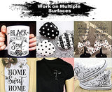 Black Paint Pens, 6 Pack 0.7mm Acrylic Black Permanent Marker ,White Paint Pens for Rock Painting, Stone,Wood, Plastic, Ceramic, Glass, Metal Canvas, EBOT