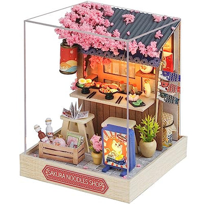 Lannso DIY Dollhouse Miniature Kit, Doll House Kit with Dust Proof Cover, Mini Handmade Wooden Dollhouse Toys for Adult Gift(QT41)
