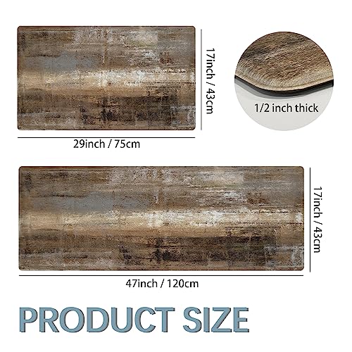 MAYHMYO Anti Fatigue Kitchen Mat - Set of 2 - Taupe Abstract Art Comfort Mats - Cushioned, Non Slip Floor Mat MAYHMYO