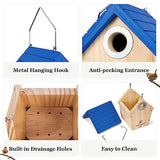 Kingsyard Wooden Bird House with Predator Guard, Wren Bird Nesting for Outdoor, Garden Patio Nest Box for Wild Bird Watching, Royal Blue Kingsyard