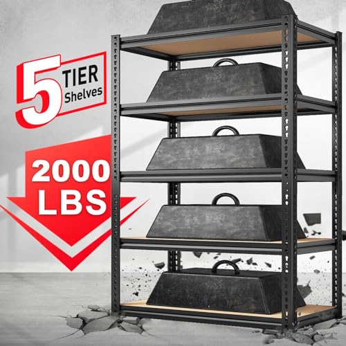 Heavy Duty 72" REIBII Garage Shelving Unit - 2000LBS Adjustable 5 Tier Storage Solution - WoodArtSupply