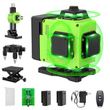 16 Lines Laser Level 360 Self Leveling, 4x360° 4D Green Beam Cross Line Lazer Level with 2 Batteries,360°Horizontal/Vertical Line Laser Remote Catlyn