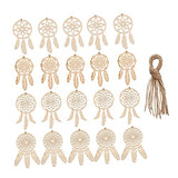 KALLORY 40pcs Wooden Dreamcatcher Xmas Embellishments Ornaments Unfinished Christmas DIY Dreamcatcher Hanging Ornaments Wood Crafts for Kids DIY KALLORY