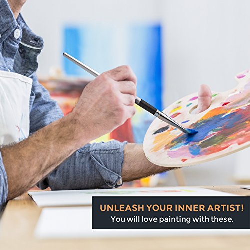 Nicpro 12 PCS Acrylic Paint Brushes Adult Art Paint Brush Set for Watercolor Oil Gouache Face Body Craft Miniatures Painting,Paintbrushes Nicpro