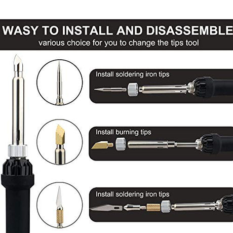ACRSIKR Wood Burning Kit, WoodBurning Tool Adjustable Temperature 200~450 ℃ Pyrography Kit for Adults Kids Beginners (Bue) ACRSIKR