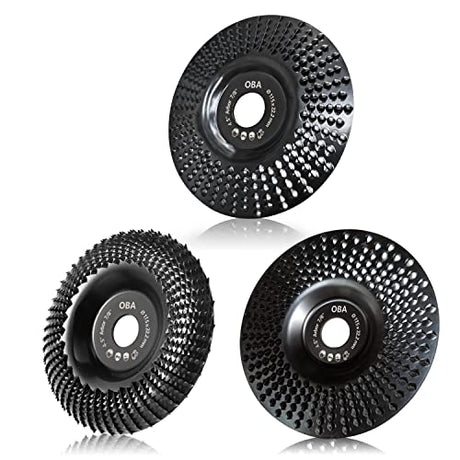 OBA Wood Carving Disc Set 3 PCS 4-1/2" Wood Grinding Wheel Sets with 7/8" Arbor for Angle Grinder Grinding and Polishing OBA