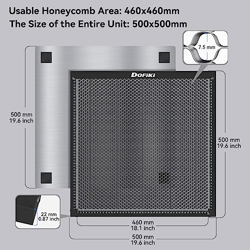 Dofiki Honeycomb Laser Bed 500mm x 500mm Steel Laser Honeycomb Work Table for Most Laser Engraver, Magnetic Honeycomb Cutting Size 19.68" x 19.68" - WoodArtSupply