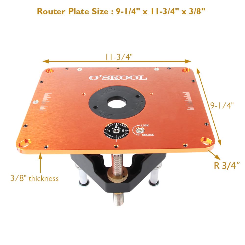 Router Lift Systems for 4.2" Diameter Motors, 9-1/4'' x 11-3/4'' Plate 5-Piece Insert Ring Kit O'SKOOL