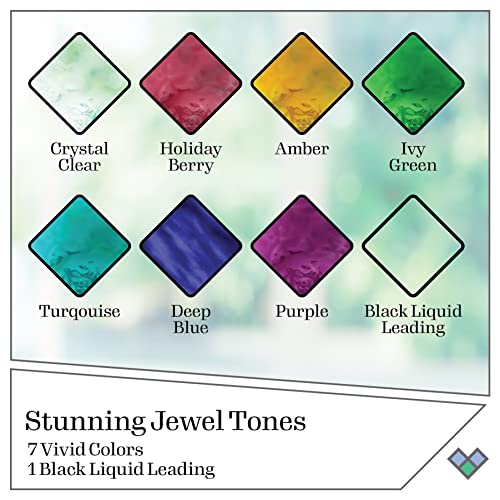 Gallery Glass Jewel Tones PROMOGGJL22 Stained Kit, 8 Piece Glass Paint Set for DIY Arts and Crafts, Perfect for Beginners and Artists Gallery Glass