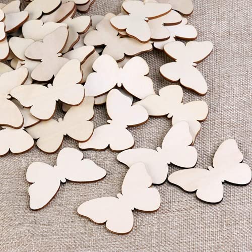 Blank Butterfly Wood Slices Unfinished Wooden Cutout DIY Ornaments Craft 100pcs Samanter