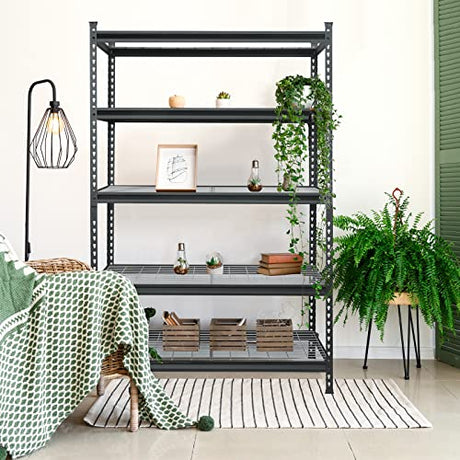 WORKPRO 5-Tier Metal Shelving Unit, 48”W x 24”D x 72”H, Heavy Duty Adjustable Storage Rack, 4000 lbs Load Capacity (Total), for Garage, Basement, WORKPRO