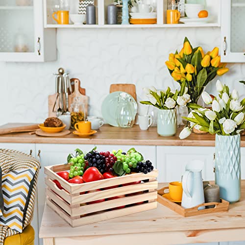 ZENFUN 3 Pack Wooden Nesting Crates with Handles, Decorative Hand Crafted Wood Box Nesting Crate Farmhouse Storage Basket Container for Display and ZENFUN