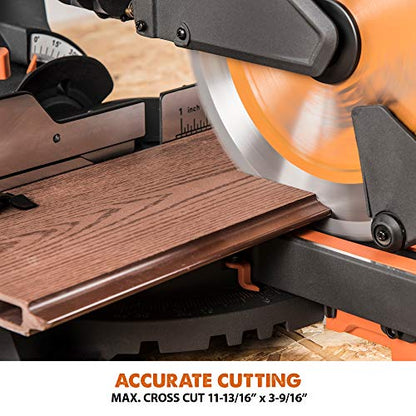 Evolution Power Tools R255SMS+ PLUS 10-Inch Sliding Miter Saw Plus Multi-Material Multi-Purpose Cutting Cuts Metal, Plastic, Wood & More 0˚ - 45˚ - WoodArtSupply