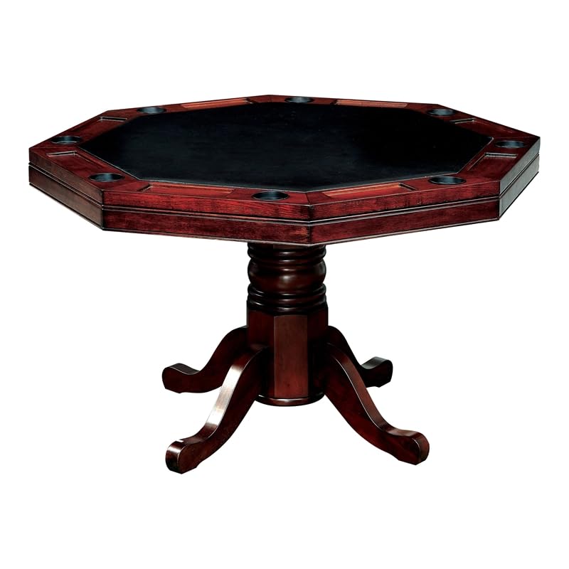Furniture of America Deaton Traditional Wood Octagon Gaming Table in Cherry