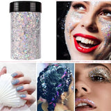ANGXILIN Holographic Chunky Glitter, 190g/6.7oz Chunky and Fine Mixed Craft Glitter, Bulk Laser Sequin Glitter for Face Body Nail Art,Epoxy Resin ANGXILIN