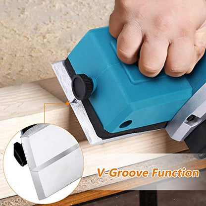 Electric Wood Planer, Portable Powerful Handheld Planer for Woodworking Tool 800W Electric Hand Woodworking Power Tool for Home Furniture, Blue